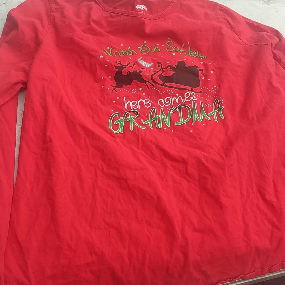 red long sleeve pajama shirt